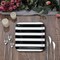 25 Count Black and White Striped Square Paper Dinner Plates Disposable 9 1/4"